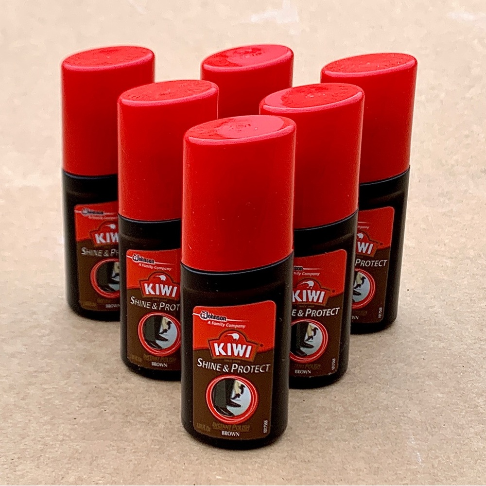 Lot of 6 1 fl oz (6 oz total) Kiwi Brown Sponge Application Shoe Polish